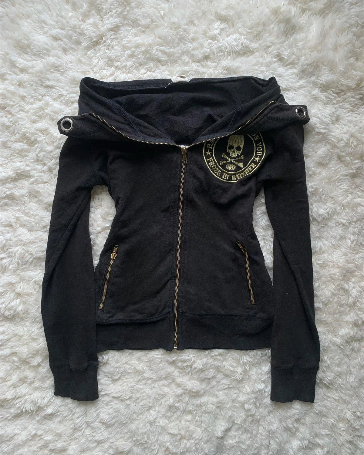 Zip Hoodie + Rivet Zipper Detail + Gothic Streetwear - SN Wigs & More