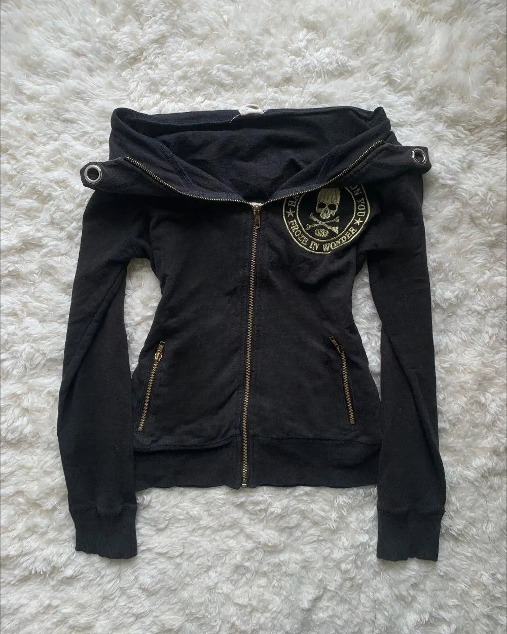Zip Hoodie + Rivet Zipper Detail + Gothic Streetwear - SN Wigs & More