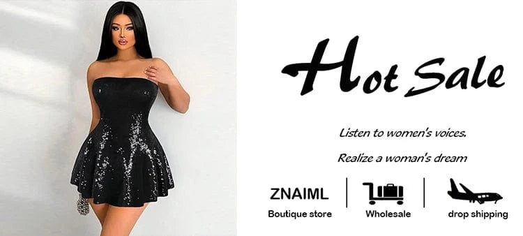 Znaiml Sexy Glitter Black Wedding Short Dress Shiny Sequin Strapless Prom Gown A Line Sweet Night Women Luxury Birthday Dresses