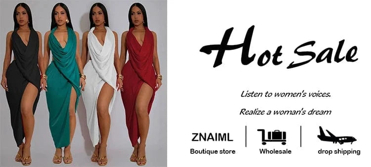Znaiml Sexy Sleeveless Backless Halter Side Split Deep V-Neck Bodycon Dress Elegant Women Birthday Midnight Party Club Vestidos