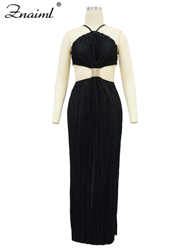 Znaiml Sexy Women Green Prom Gowns Off The Shoulder Long Maxi Dresses Satin Halter Pleated Backless Formal Evening Gown Vestidos