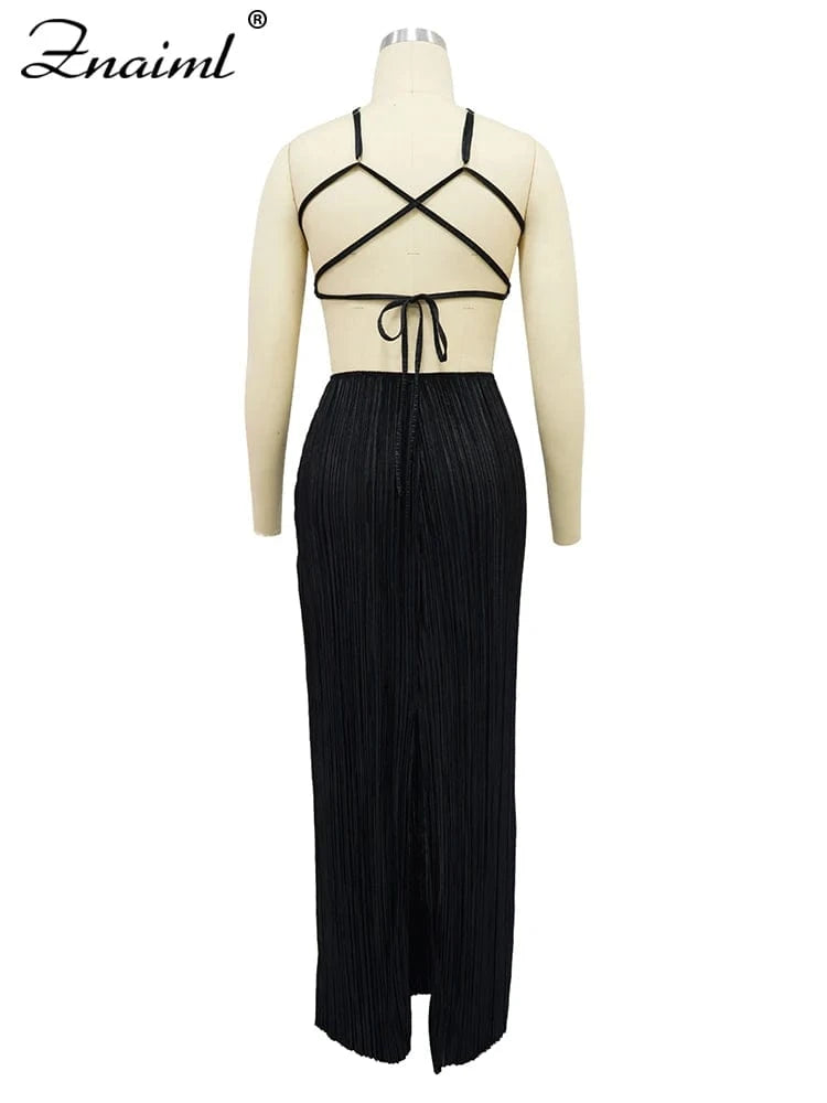 Znaiml Sexy Women Green Prom Gowns Off The Shoulder Long Maxi Dresses Satin Halter Pleated Backless Formal Evening Gown Vestidos