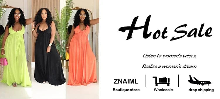 Znaiml Women's Halter Sleeveless Backless Deep V-neck A-Line Long Dress for Autumn Vacation Sexy Party Birthday Evening Vestidos