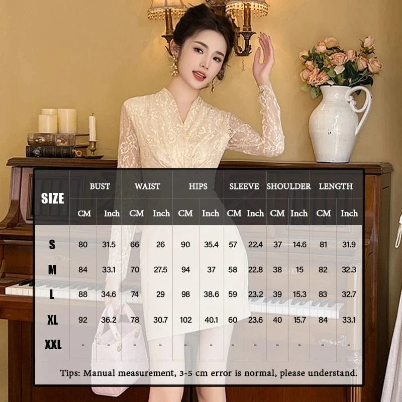 ZYHT 20831 2024 Spring Female Clothing Lace Stitching High Waist Dress Full Sleeve Temperament Mini Dresses
