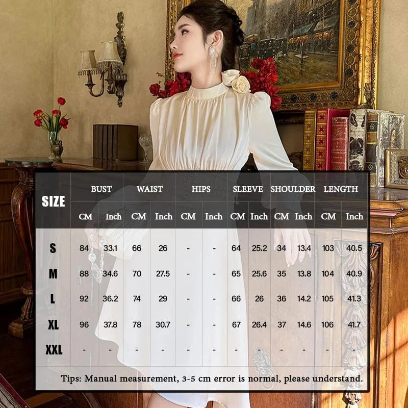 ZYHT 50615 2024 Spring 3D Rose Decor Lantern Sleeve Asymmetrical Dress Diamond Beading Short Satin Dresses