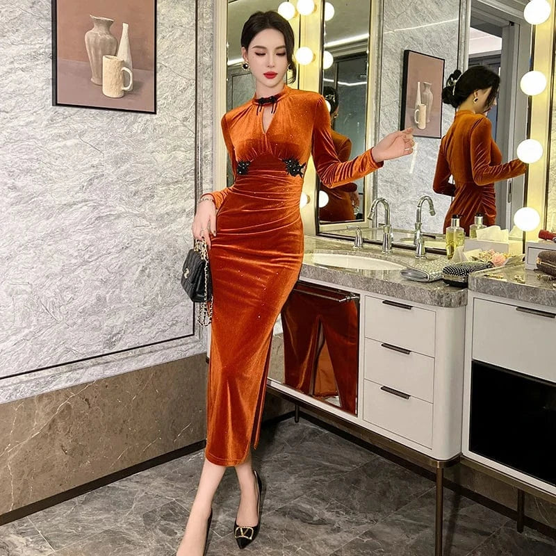 ZYHT 70237 Clothes Woman Loose Casual Velour Sequin Sexy Bulk Dress Wholesale One Piece Luxury Designer Dresses