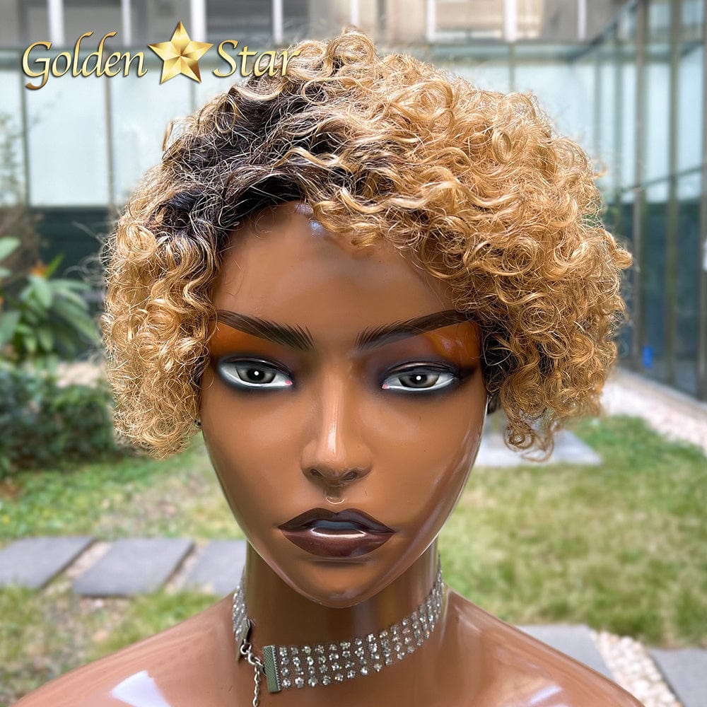 01 GD Popular Pixie Human Hair Wig Brazilian 8 Inch Cut Wig Short Ombre Color Bob Lace Front Wig With Wholesale Price