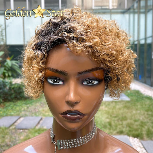 01 GD Popular Pixie Human Hair Wig Brazilian 8 Inch Cut Wig Short Ombre Color Bob Lace Front Wig With Wholesale Price