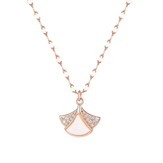 [010] necklace New Necklace Shell Diamond Skirt Necklace Simple Temperament Forest Clavicle Chain for Girls Women
