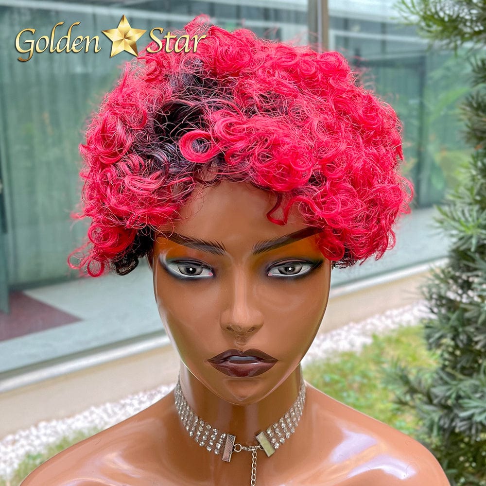 03 GD Popular Pixie Human Hair Wig Brazilian 8 Inch Cut Wig Short Ombre Color Bob Lace Front Wig With Wholesale Price