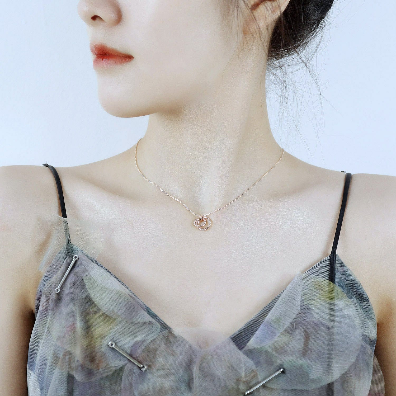 [040] rose gold necklace Personalized Multilayer Pendant Necklace Gold Color Necklace Party Charm Jewelry Accessories For Women