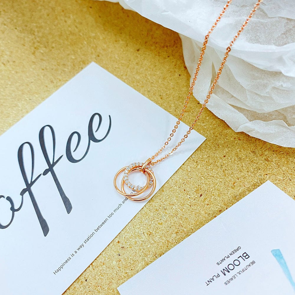 [040] rose gold necklace Personalized Multilayer Pendant Necklace Gold Color Necklace Party Charm Jewelry Accessories For Women