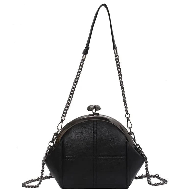 0782 Black Vintage Fashion Crossbody Bags For Women Thread Large Capacity PU Leather Shell Purses And Handbags 2024 Luxury Designer Bag