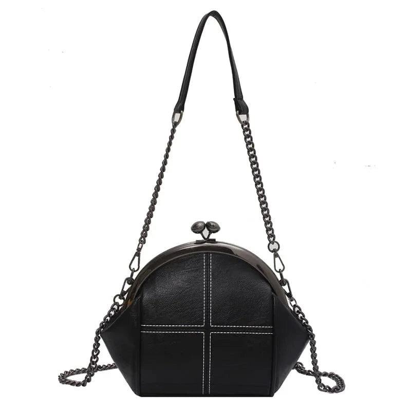 0782 Black White Vintage Fashion Crossbody Bags For Women Thread Large Capacity PU Leather Shell Purses And Handbags 2024 Luxury Designer Bag