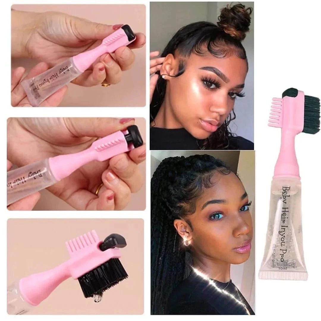 1 set(2 pcs) salon mini styling edge control wax gel stick for black hair private label edge control brush comb baby hair edge control gel