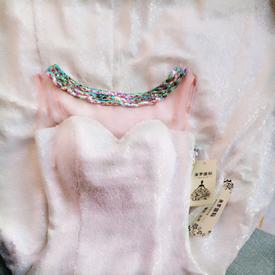 10 / 1 / Floor Length Simple design Sexy Fashion Solid Color V-neck Sequin Dress Female Sleeveless Party Evening Dress drop shipping fulfill