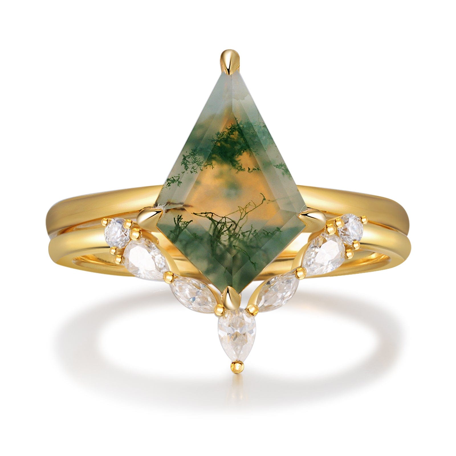 10 / 925 Silver / Moss Agate Fine Bridal Jewelry Rings Women Engagement Wedding 925 Sterling Silver Ring