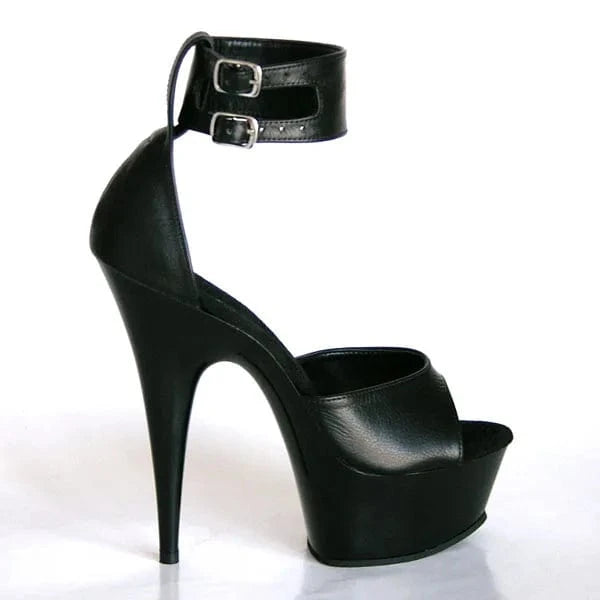 10 / Black +matte 6inch-15cm solid color ladies ankle double strap high heel platform sandals