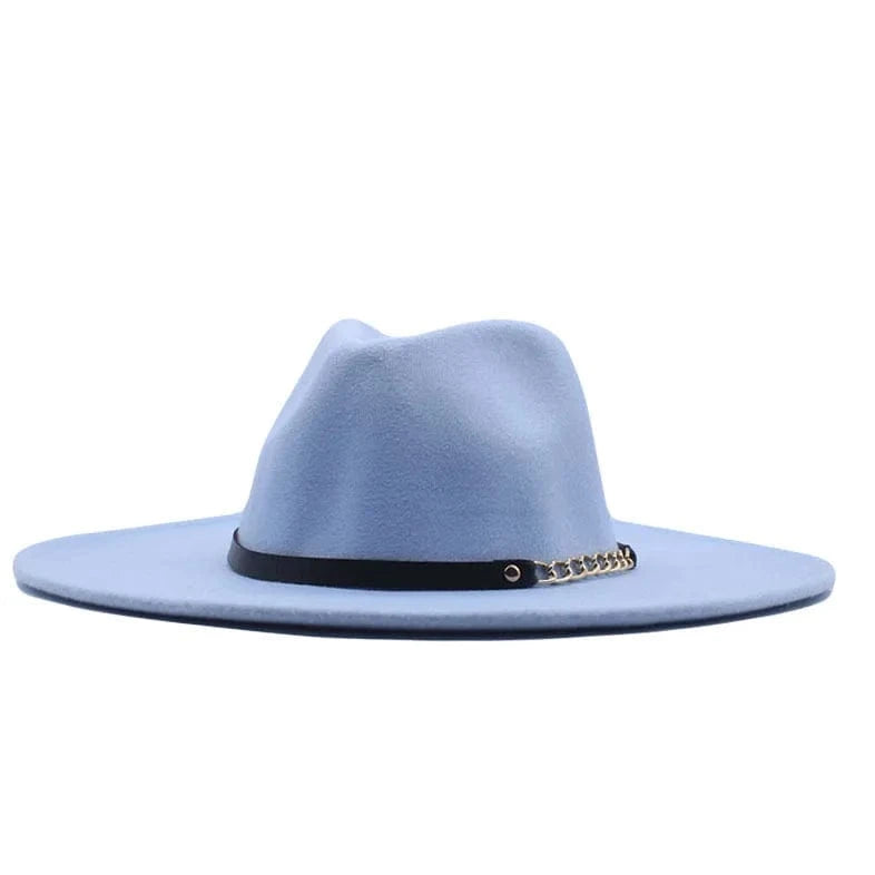 10 fashion sombrero cap hat  multi-color felt women fedora hats wholesale with chain belts