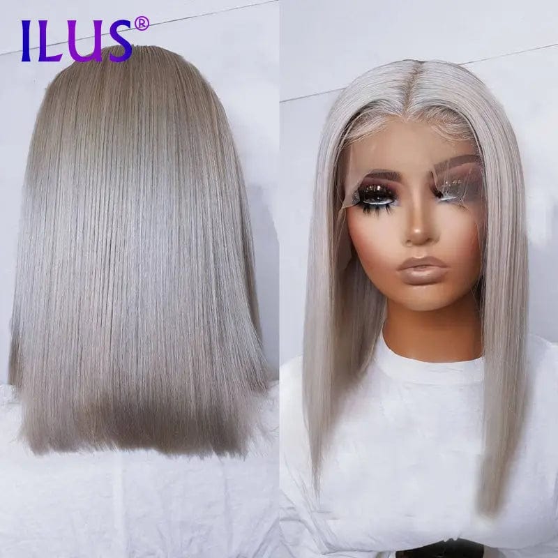 10 Inches / 075# Silver Gray Colored Short Bob Wigs
