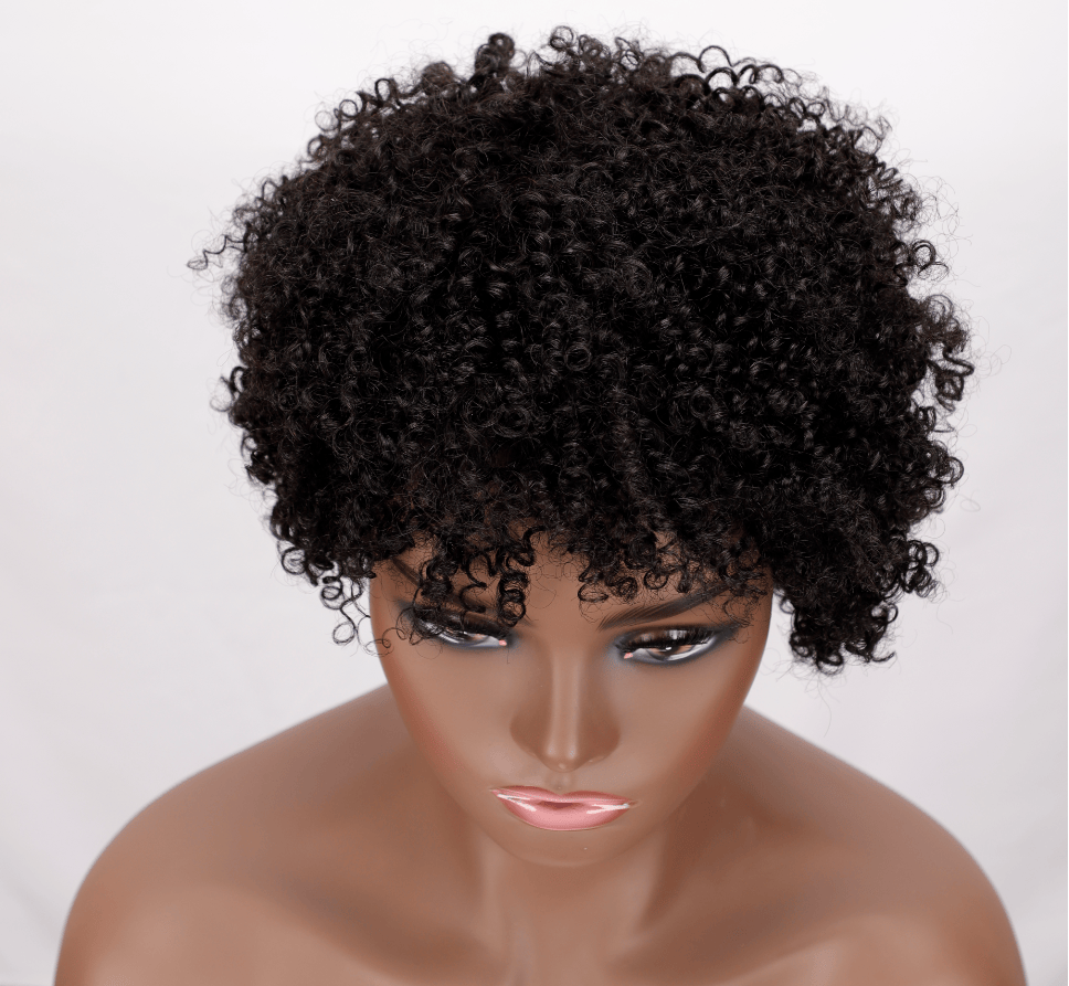10 Inches / 1B Sleek Kinky curl short honey blonde mink virgin human hair 10a pixie cheap high density dreadlock human hair topper wig
