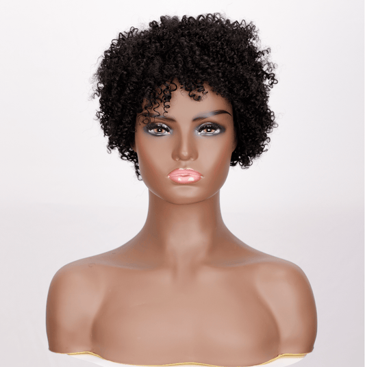 10 Inches / 1B Sleek Kinky curl short honey blonde mink virgin human hair 10a pixie cheap high density dreadlock human hair topper wig