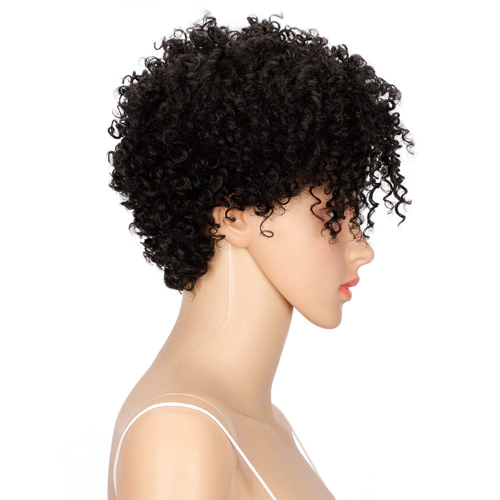 10 Inches / 2 Afro kinky pixie wig sleek wholesale hot selling heat resistant fiber afro bob pixie cut kinky curl synthetic hair wig for women