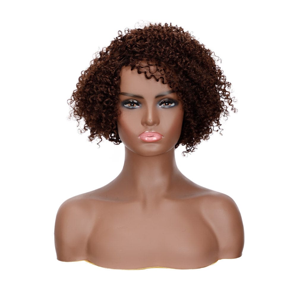10 Inches / 4 Afro kinky style wig natural black cheap colored 10 inch pixie cut wholesale virgin brazilian short bob human hair wigs
