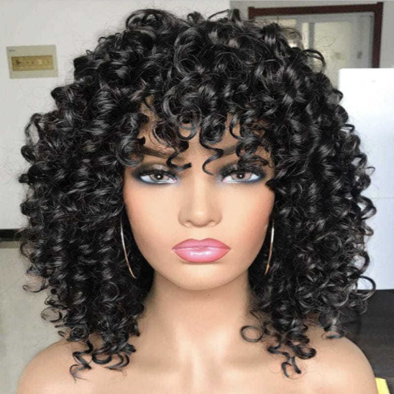 10 Inches / 8 Factory Wholesale Short Curly Hair African Lady Human Hair Wig Explosion Virgin Hair HD Full Lace Wig