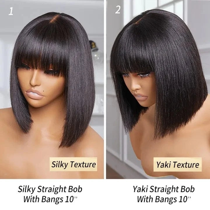 10 Inches / Black Glueless wigs with elastic band dyeable and bleach burmese hair Short wigs. KBL wholesale kinky straight wig