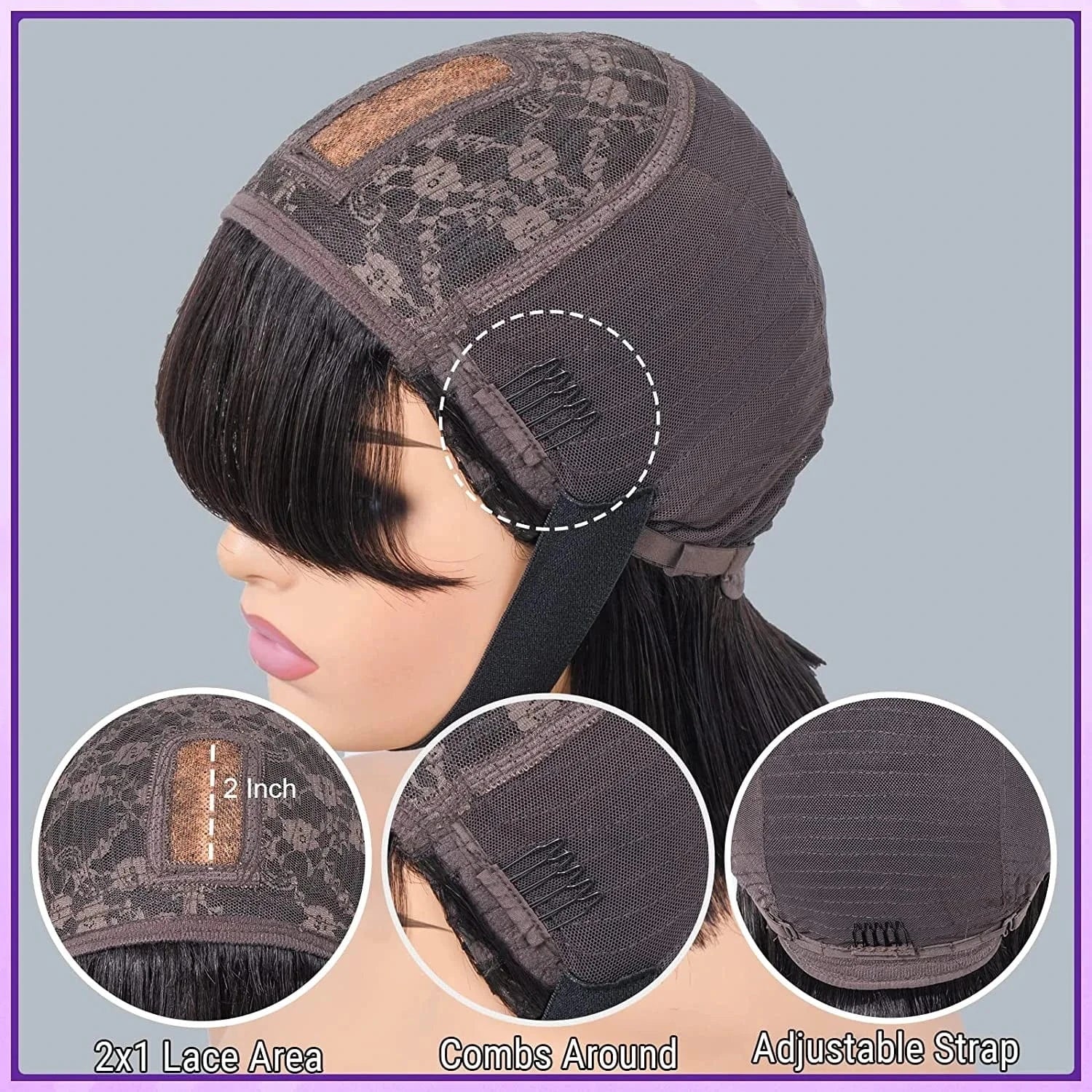 10 Inches / Black Glueless wigs with elastic band dyeable and bleach burmese hair Short wigs. KBL wholesale kinky straight wig