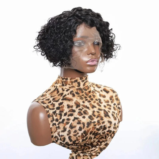 10 Inches / Black Wholesale Short Pixie Cut Wig Raw Natural Indian Hair Wigs For Black Women Virgin Hair Vendor  Lace Front Wigs Human Hair