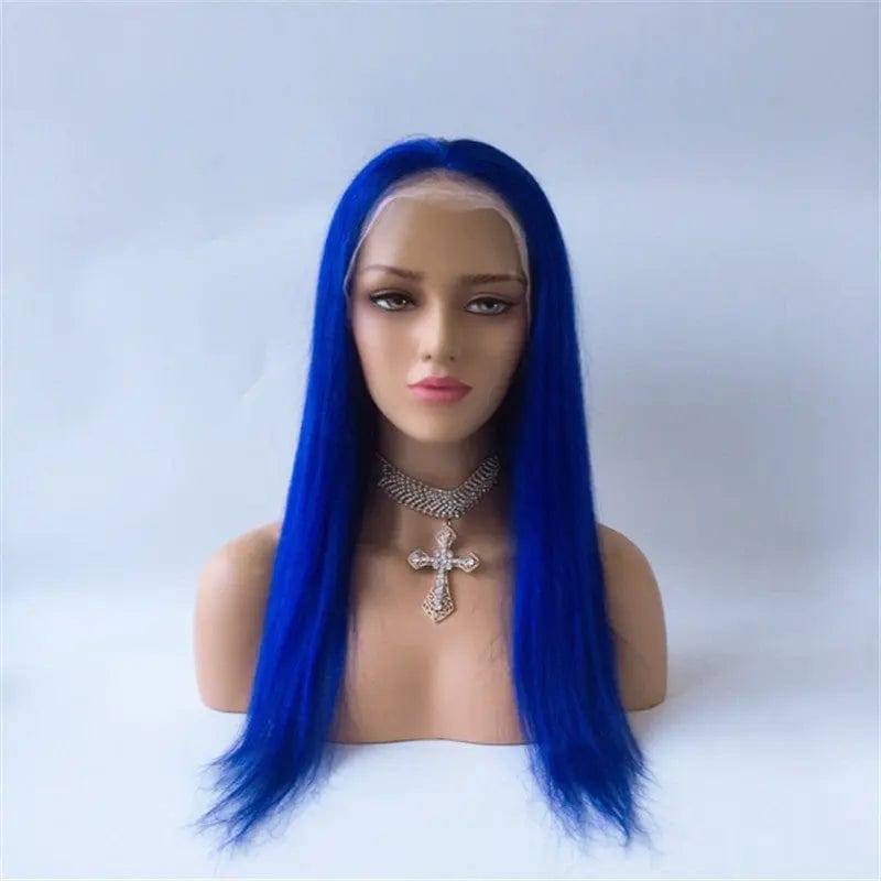 10 Inches / Blue Blue Color Hair Wigs Brazilian Hair Silky Straight