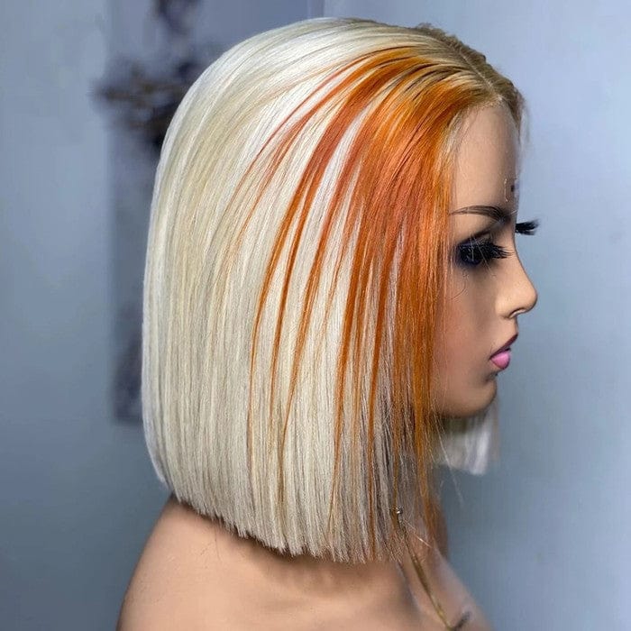 10 Inches / color 1 New Arrival Ombre Color Blonde 613 Transparent Lace Frontal Straight Short Bob Wig