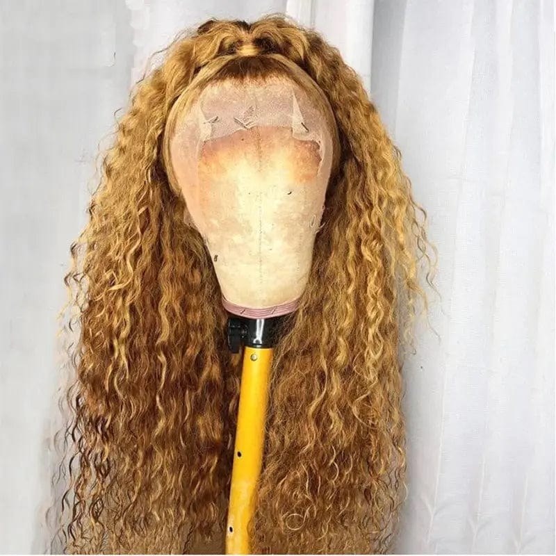 10 Inches / # Color6 High Density Brown Color Ombre Wig Deep Curly Texture Pre Plucked Cuticle Aligned Human Hair Lace Front Wigs