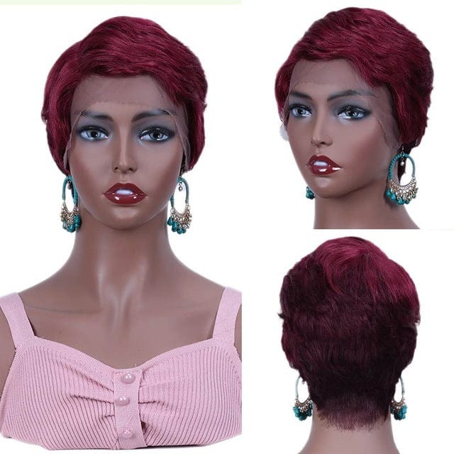 10 Inches / DMLD99J-99J-425 Wholesale Cheap Straight Pixie Cut Wigs Lace Part Human Hair Wigs Lace Front Pre Plucked Brazilian Short Wigs For Women