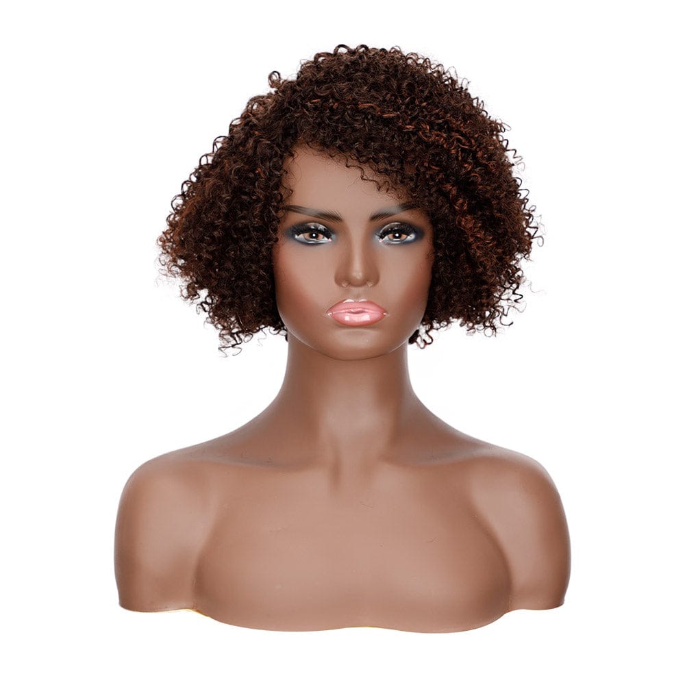 10 Inches / F2/33 Afro kinky style wig natural black cheap colored 10 inch pixie cut wholesale virgin brazilian short bob human hair wigs