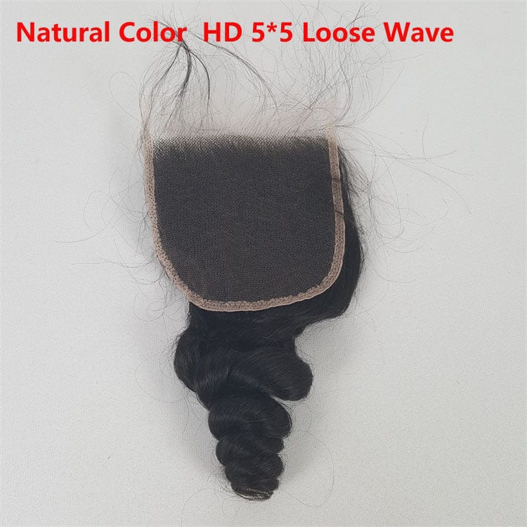10 Inches / HD 5*5  Natural Color Highknight Loose Wave Blonde Color HD 5*5 Lace Closure 613 and Natural Color Transparent Swiss Cuticle Aligned HD Lace Closure
