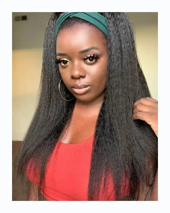 10 Inches / kinky straight headband wigs Cheap Headband Wigs For Black Women Human Hair With Headband Attached Head Band Wigs Yaki Virgin Human Hair Headband Curly Wig