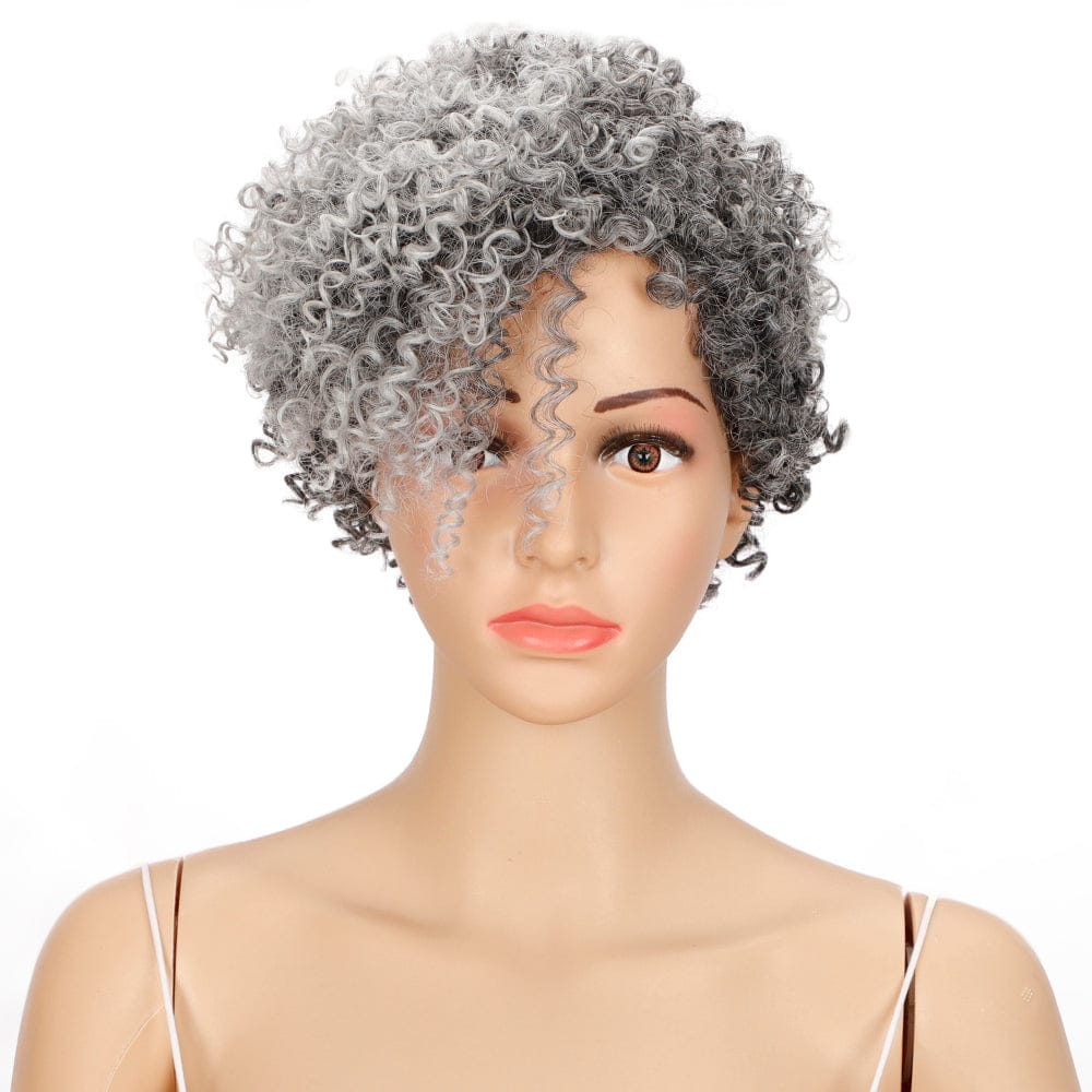 10 Inches / ONYX Afro kinky pixie wig sleek wholesale hot selling heat resistant fiber afro bob pixie cut kinky curl synthetic hair wig for women