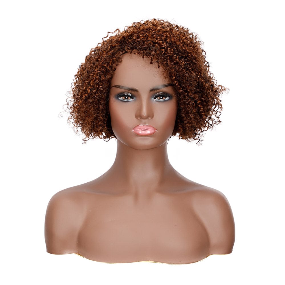 10 Inches / P4/30 Afro kinky style wig natural black cheap colored 10 inch pixie cut wholesale virgin brazilian short bob human hair wigs