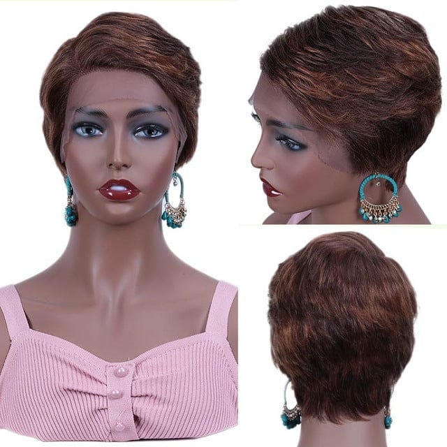10 Inches / P4-30 Wholesale Cheap Straight Pixie Cut Wigs Lace Part Human Hair Wigs Lace Front Pre Plucked Brazilian Short Wigs For Women