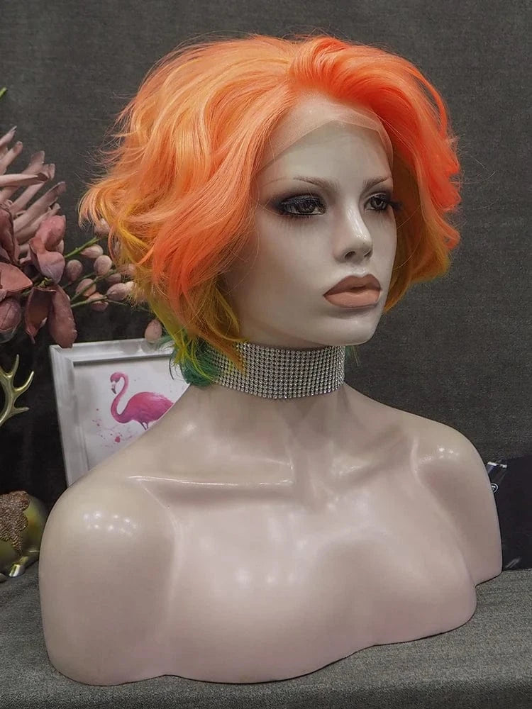 10 Inches / S56-2166-GL Celebrity Wig Short Cut blended color Daily life Wearing futura Henlon fiber Synthetic Lace front Wigs