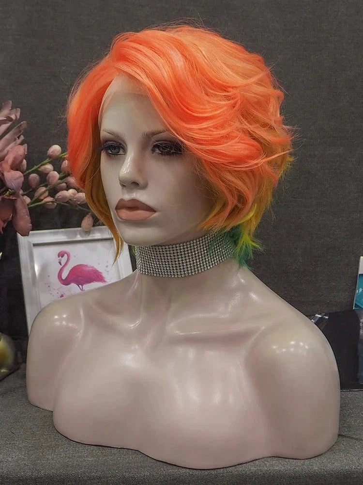 10 Inches / S56-2166-GL Celebrity Wig Short Cut blended color Daily life Wearing futura Henlon fiber Synthetic Lace front Wigs