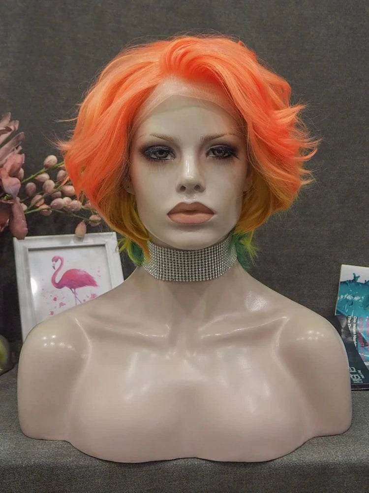 10 Inches / S56-2166-GL Celebrity Wig Short Cut blended color Daily life Wearing futura Henlon fiber Synthetic Lace front Wigs