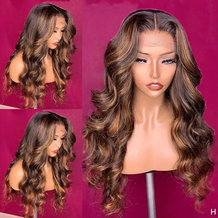 10 Inches / # style10 Exotic Water Wave Brown Blonde Highlight Color Wig Cuticle Aligned Vietnam Human Hair Pre Plucked Lace Front Wigs
