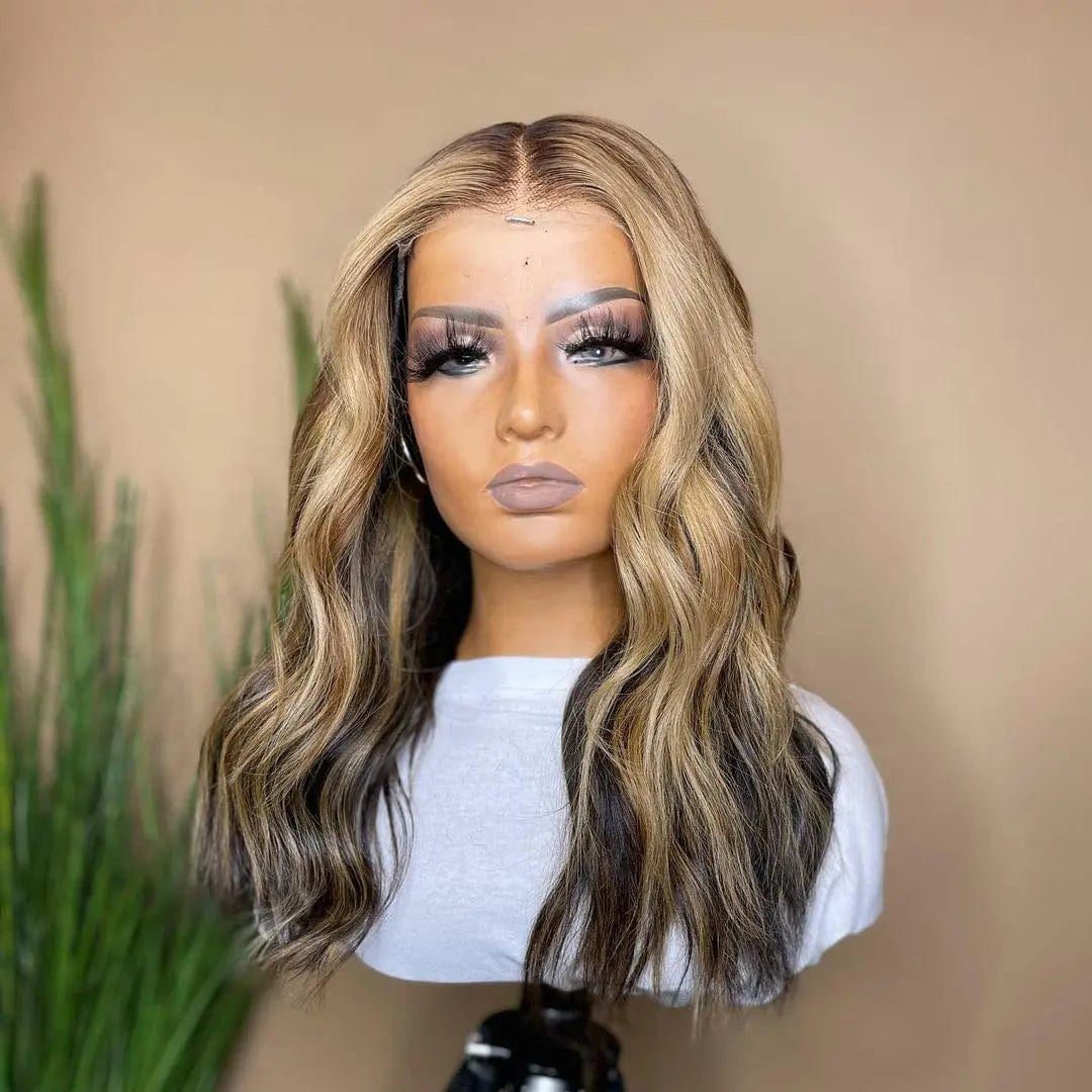 10 Inches / # style4 Exotic Water Wave Brown Blonde Highlight Color Wig Cuticle Aligned Vietnam Human Hair Pre Plucked Lace Front Wigs