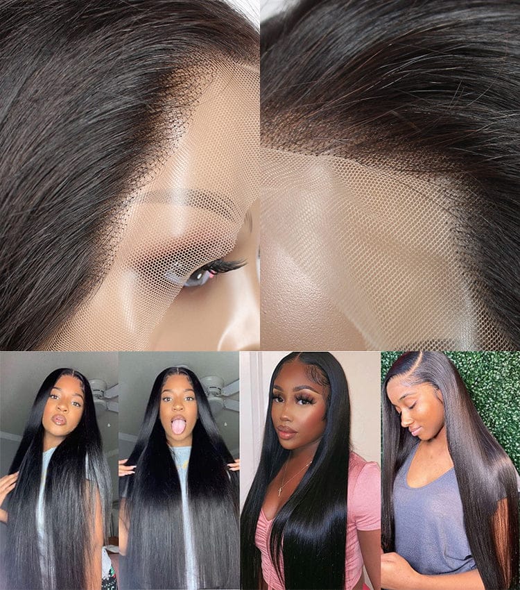 10 Inches / T part lace wig Invisible Knots Straight human hair 13X6 Full Lace Frontal Wig 100% Virgin human bone silky straight virgin human Hair Wig