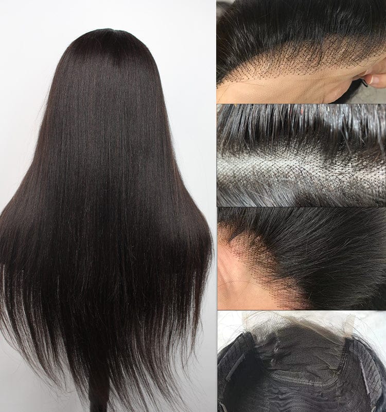 10 Inches / T part lace wig Invisible Knots Straight human hair 13X6 Full Lace Frontal Wig 100% Virgin human bone silky straight virgin human Hair Wig
