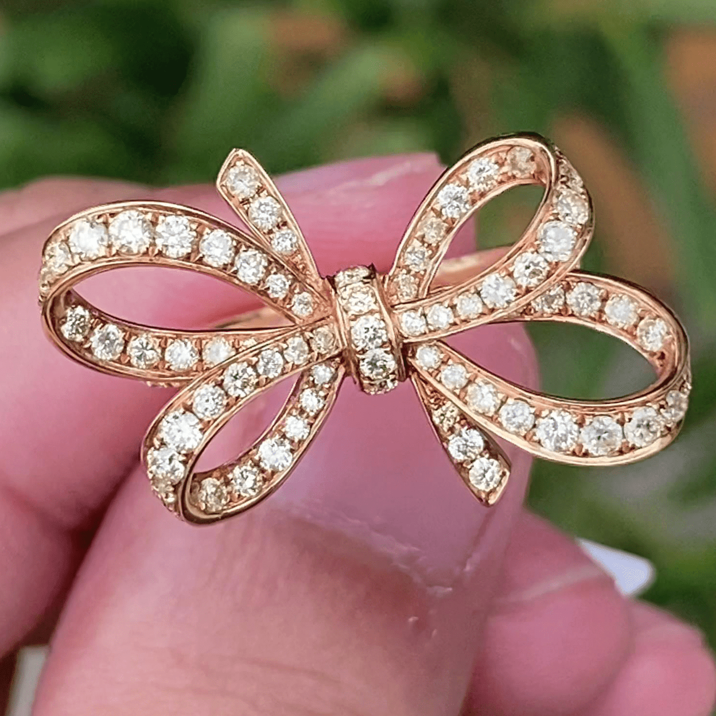 10 / Natural  Diamond natural diamonds jewelry gold jewelry 18k real classical bowknot delicate diamond stone ring